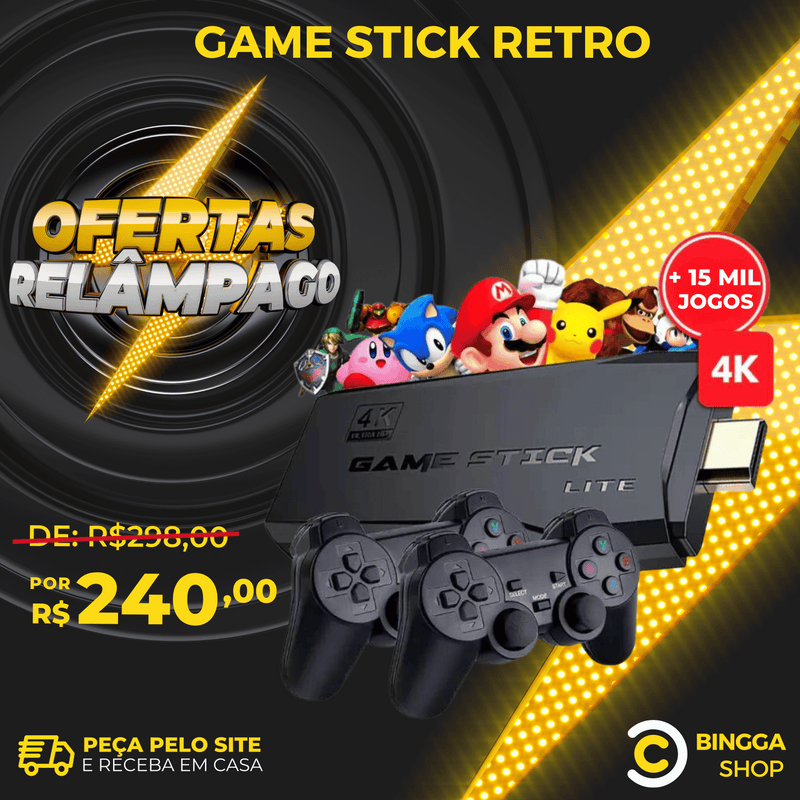 Game Stick Retrô  - 15.000 Jogos 4K +de 10 Consoles