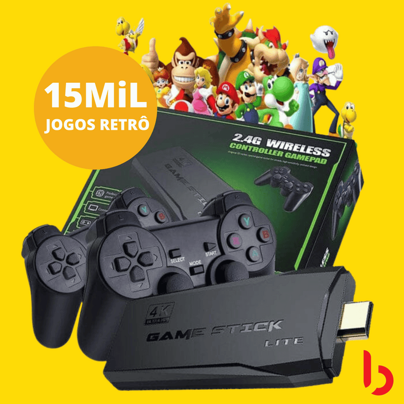 Game Stick Retrô  - 15.000 Jogos 4K +de 10 Consoles