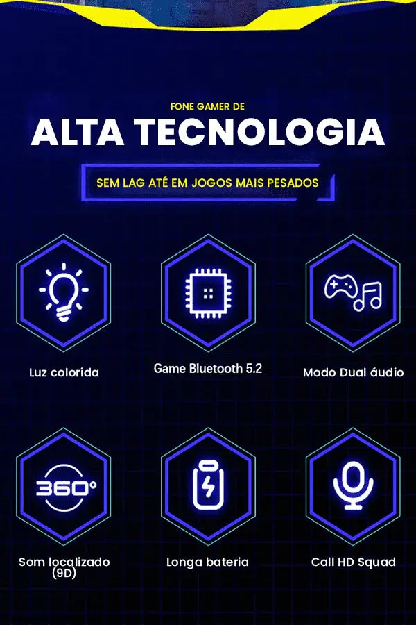 Fone Gamer X15 TWS! Sem Fio [TWS] Redução De Ruído, Microfone da Minimende